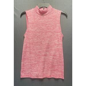 Banana Republic red and white‎ striped sleeveless turtleneck minimalist casual